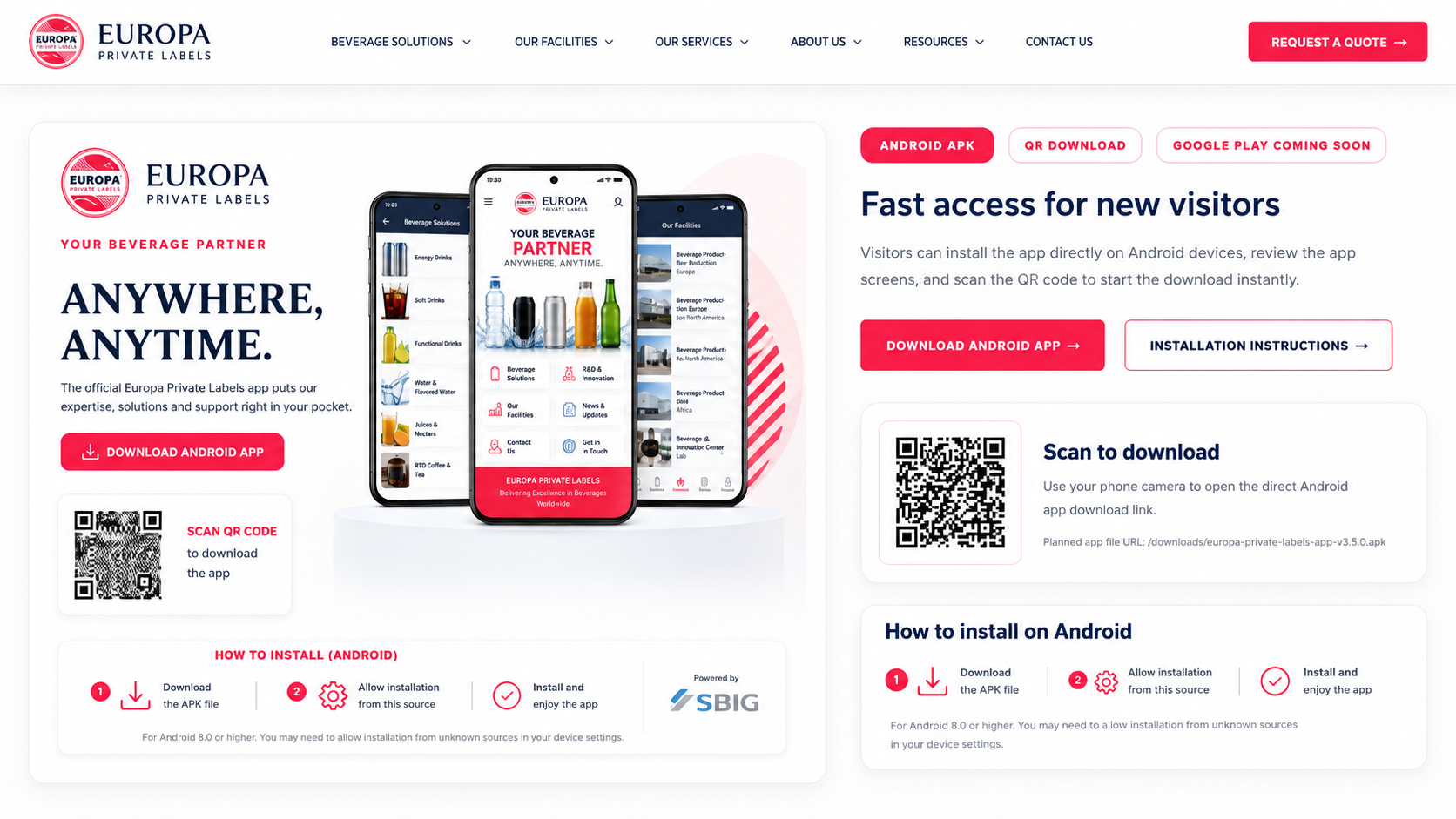 Europa Private Labels mobile app showcase