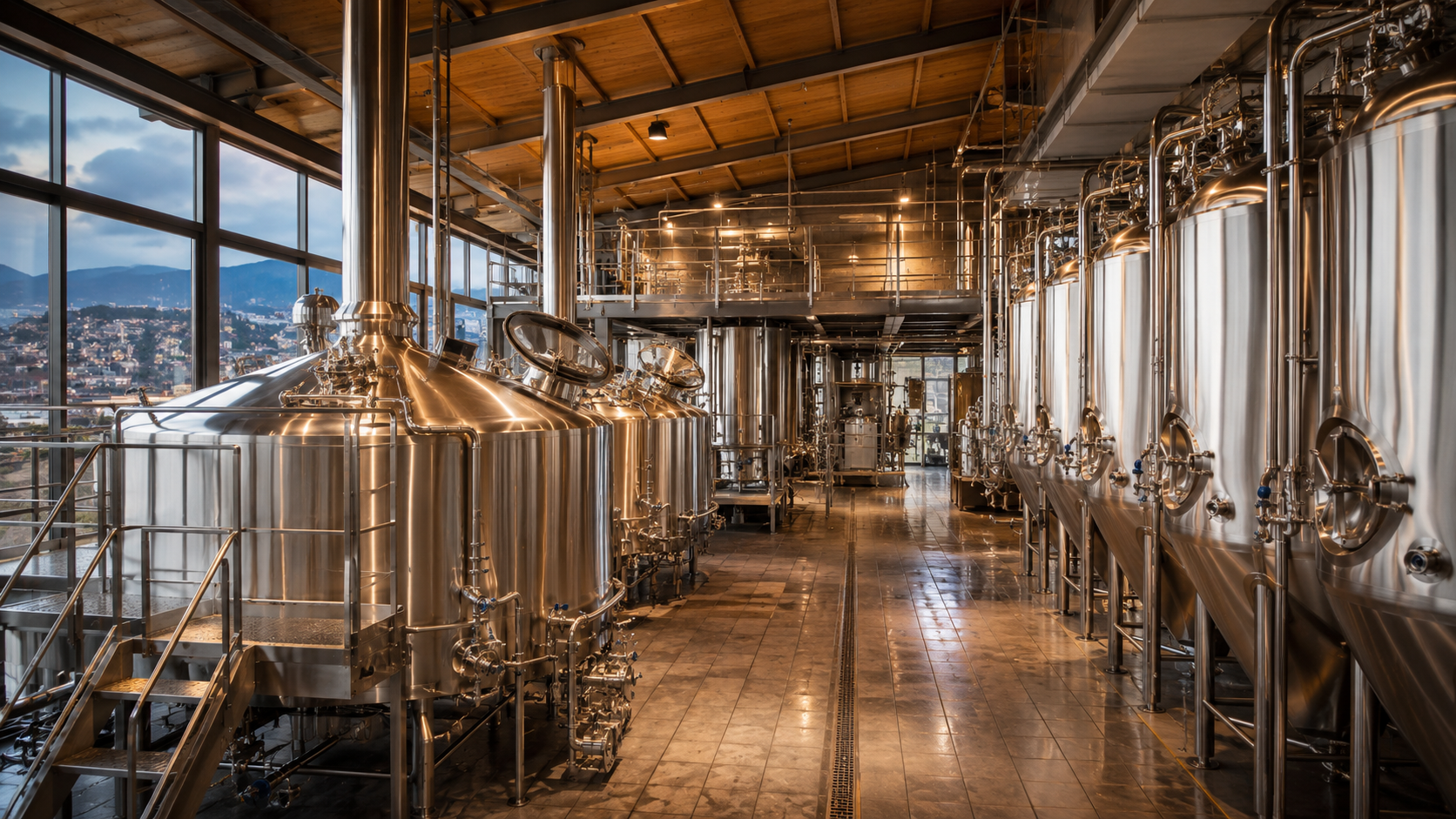 Stainless steel brewery production equipment in Achaia, West Greece